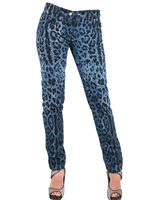 DOLCE & GABBANA - DESTROYED LEOPARD SLIM DENIM GISELE JEAN