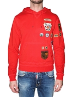DSQUARED - PATCH EMBROIDERY FLEECE HOOD SWEATSHIRT