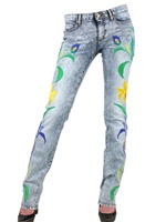 D&G - EMBROIDERED STRETCH DENIM SLIMMY JEANS