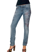 GALLIANO - 5POCKETS CHERRY PRINTED JEANS