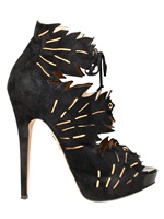 CHARLOTTE OLYMPIA - SUEDE LEAF OPEN TOE ANKLE BOOTS