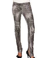 BALMAIN - ACID WASH DENIM BIKER JEANS