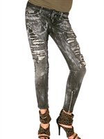 BALMAIN - CROPPED DESTROYED DENIM METAL CHAIN JEAN