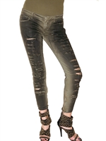 BALMAIN - DESTROYED DENIM CROPPED JEANS
