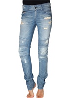 ROCKSTAR - STRETCH DENIM DESTROYED BIKER JEANS