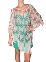 ZANDRA RHODES - PONCHO LIPSTICK PRINT TOP