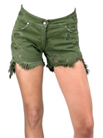 LOHA VETE - LACE STRETCH DENIM SHORTS