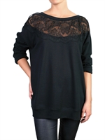 RED VALENTINO - LACE SHOULDER OVERSIZE JERSEY SWEATSHIRT