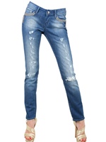 SEVEN 7 - DESTROYED STRETCH DENIM SKINNY JEANS