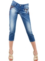 SEVEN 7 - EMBROIDERED CROPPED STRETCH DENIM JEANS