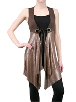 MAISON ROSINA - LEATHER AND GLO MESH VEST