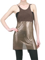 MAISON ROSINA - LEATHER AND GLO MESH DRESS - BROWN