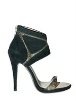 RENE CAOVILLA - 115MM SUEDE GOLD SWAROVSKI ANKLE SANDALS