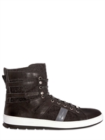DIOR HOMME - FELT INSERTS CALFSKIN HIGH TOP SNEAKERS