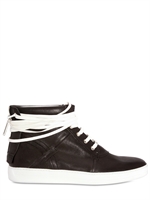 DIOR HOMME - LONG LACED HIGH TOP SHEEPSKIN SNEAKERS