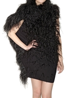 LANVIN - WASHED WOOL OSTRICH FEATHERS DRESS