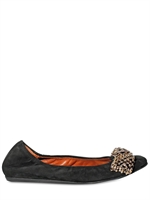 LANVIN - SUEDE SWAROVSKI BOW FLATS