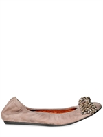 LANVIN - SUEDE SWAROVSKI BOW FLATS