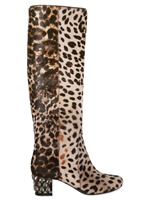 LANVIN - 55MM LEOPARD PRINT PONY SKIN BOOTS