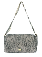 DOLCE & GABBANA - BORSA A TRACOLA DI CAMOSCIO E PIZZO CHANTILLY