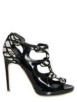 RUPERT SANDERSON - 150MM PRINTED PONY PATENT SKELETON SANDA