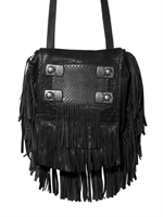 JIMMY CHOO - BORSA DI PELLE CON FRANGE DI ELAPHE