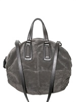 ELENA GHISELLINI - SUEDE AND METALLIC CALF TOP HANDLE