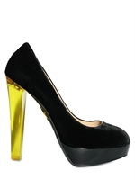 CHARLOTTE OLYMPIA - DÉCOLLÉTTE DI VELLUTO CON TACCO IN PLEXI