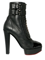 CHARLOTTE OLYMPIA - 145MM NAPPA AND PATENT TOE LACE UP BOOTS