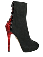 CHARLOTTE OLYMPIA - 140MM LIZARD AND SUEDE BOOTS