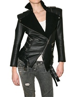 BALMAIN - SHEARLING BIKER LEATHER JACKET