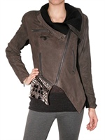 YIGAL AZROUEL - CRACKED SUEDE LEATHER JACKET