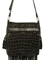 EMILIO PUCCI - SUEDE CROC PRINT SHOULDER BAG