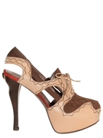 BEHNAZ KANANI - 130MM CUT OUT LEATHER AND SUEDE PUMPS