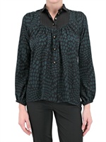 GOODBYE LIAM - SILK CREPE AND CHIFFON SHIRT - GREEN/BLACK