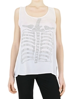 E.VIL - CRYSTAL SKELETON SATIN TANK TOP