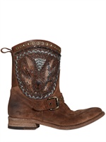 STRATEGIA - SUEDE EMBROIDERY BEADED LOW BOOTS