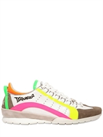 DSQUARED - PATENT PIPING MESH AND SUEDE SNEAKERS