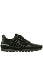 DSQUARED - SIDE PATENT STRIPES CALFSKIN SNEAKERS