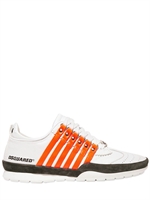 DSQUARED - SIDE PATENT STRIPES CALFSKIN SNEAKERS