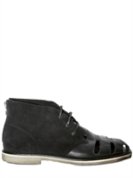 NEIL BARRETT - SUEDE AND NAPPA LACE-UP SHOES