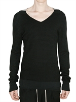RICK OWENS - CASHMERE BLEND RIBBED KNIT SWEATER