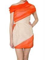 GIAMBATTISTA VALLI - KLEID SHANTUNG UND CHIFFON
