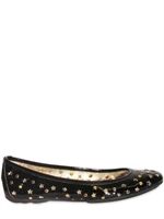 JIMMY CHOO - PATENT STAR AND STUDDED BALLERINA FLATS