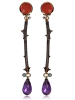 ALINARI STEFANO - ROSE SPINE EARRINGS - CORAL/AMETHYST