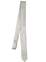 DOLCE & GABBANA - 4CM ROMBI JACQUARD SILK STRAP TIE - WHITE