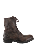 KSUBI - TEXTURED CALFSKIN LACE UP LOW BOOTS - BROWN