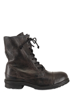 KSUBI - TEXTURED CALFSKIN LACE UP LOW BOOTS - BLACK