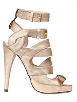 GIANNA MELIANI - 130MM LAMINATED CALF ANKLE SANDALS