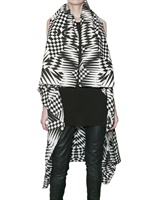 GARETH PUGH - GILET DI VOILE DI SETA E COTONE STAMPATO - NERO/BIANCO